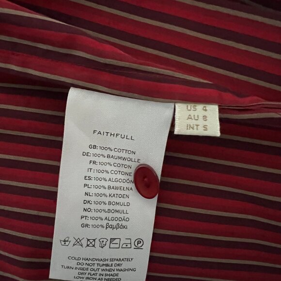 FAITHFULL THE BRAND En Vau Shirtdress 4/S in Wine Stripe - Picture 11 of 11